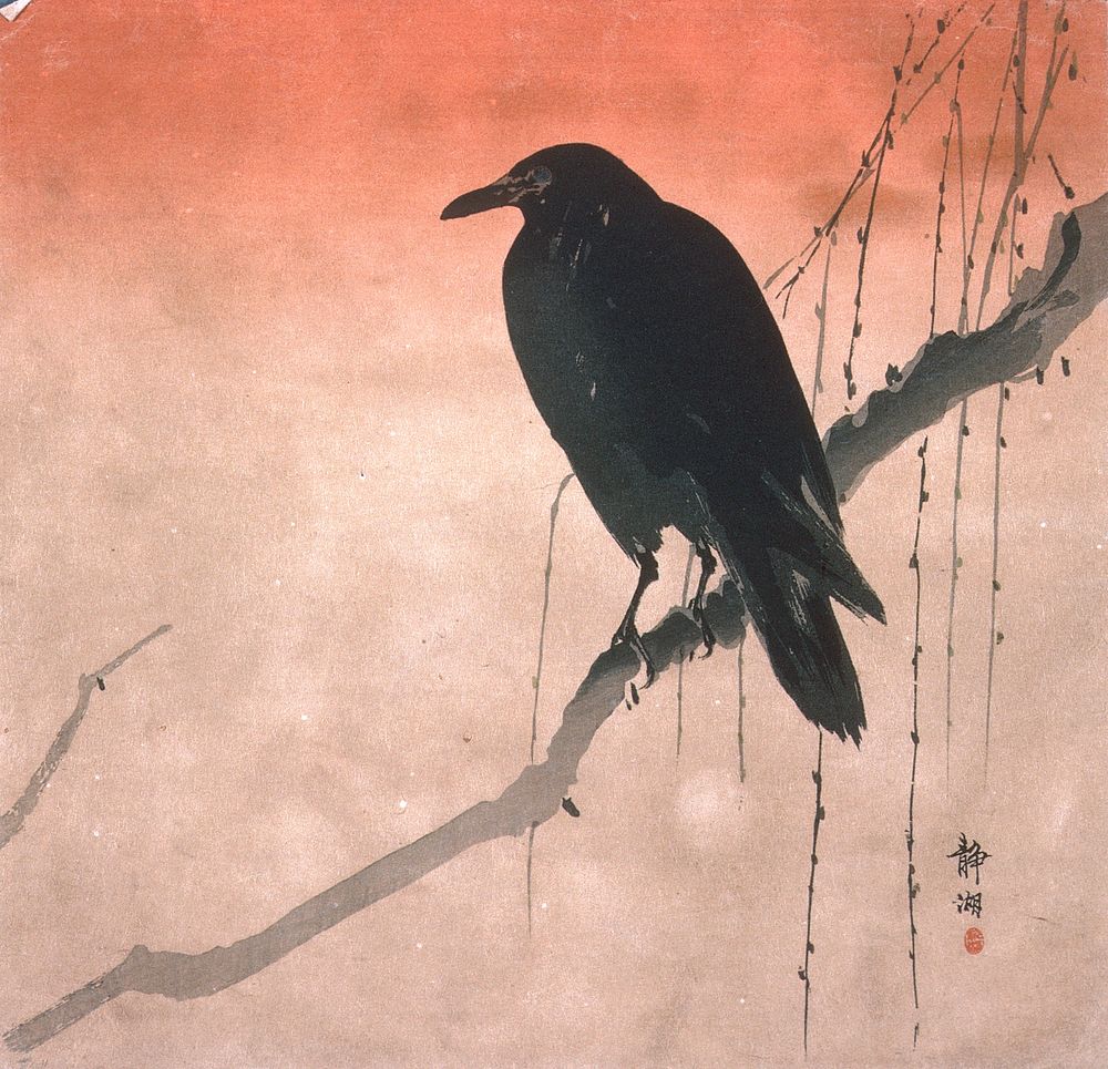 Crow on a Willow Branch by Seikō