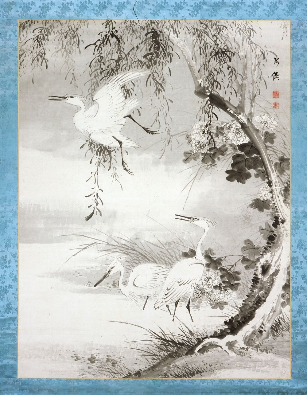 Herons and Willow by Oda Kaisen