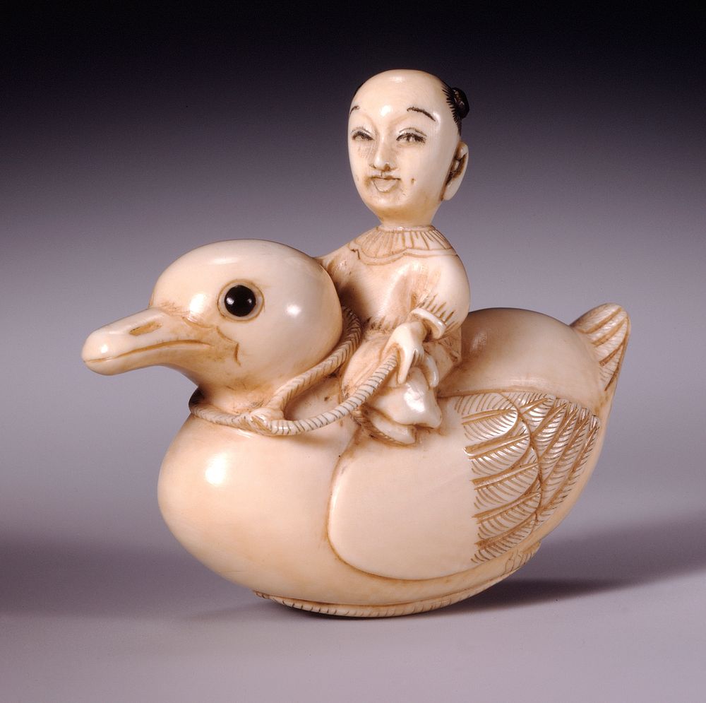 Chinese Boy Mounted on a Duck by Gyokkōsai