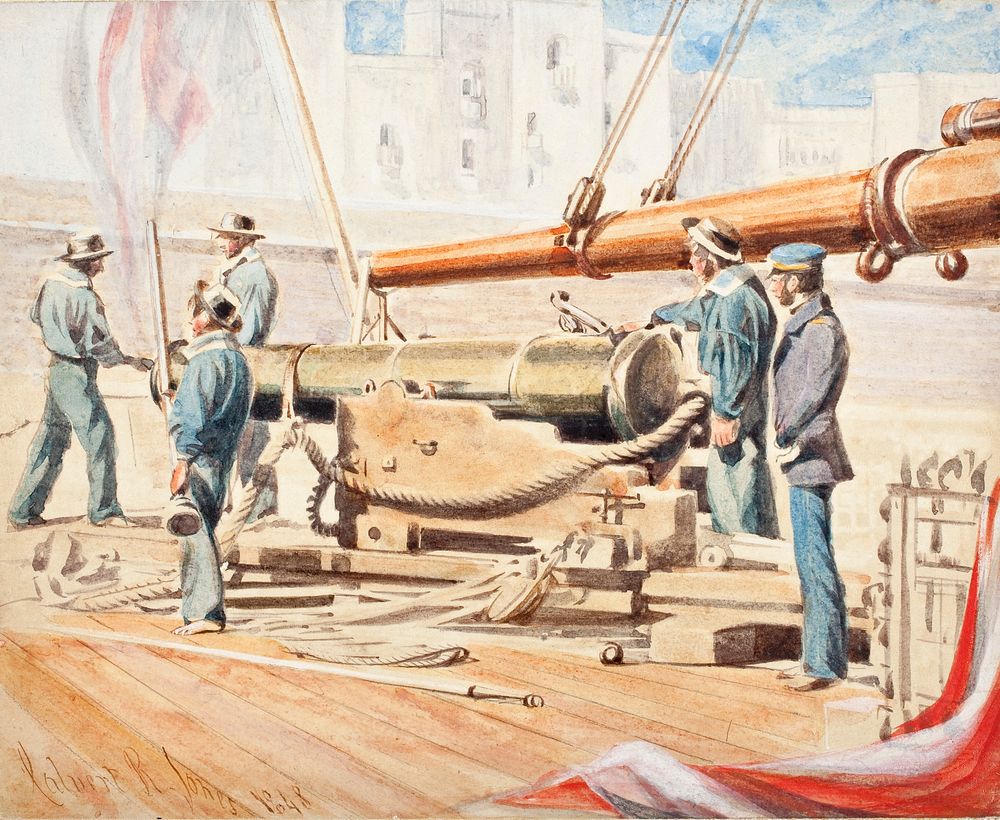 Firing Practice On Deck by Calvert Richard Jones