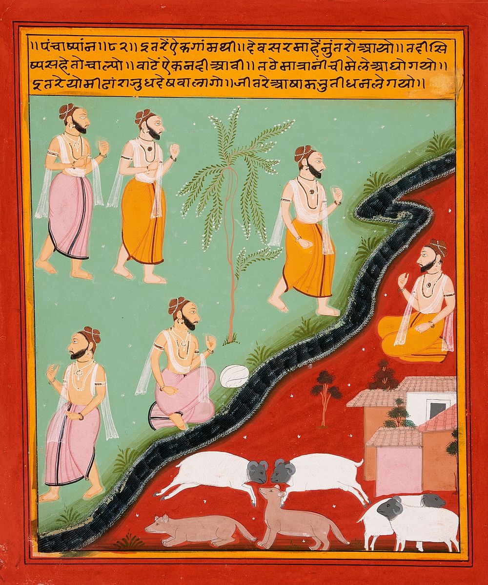 Adventures of Two Travelling Priests, Folio from a "Panchakhyana" (Jain Recension of the Panchatantra) Series