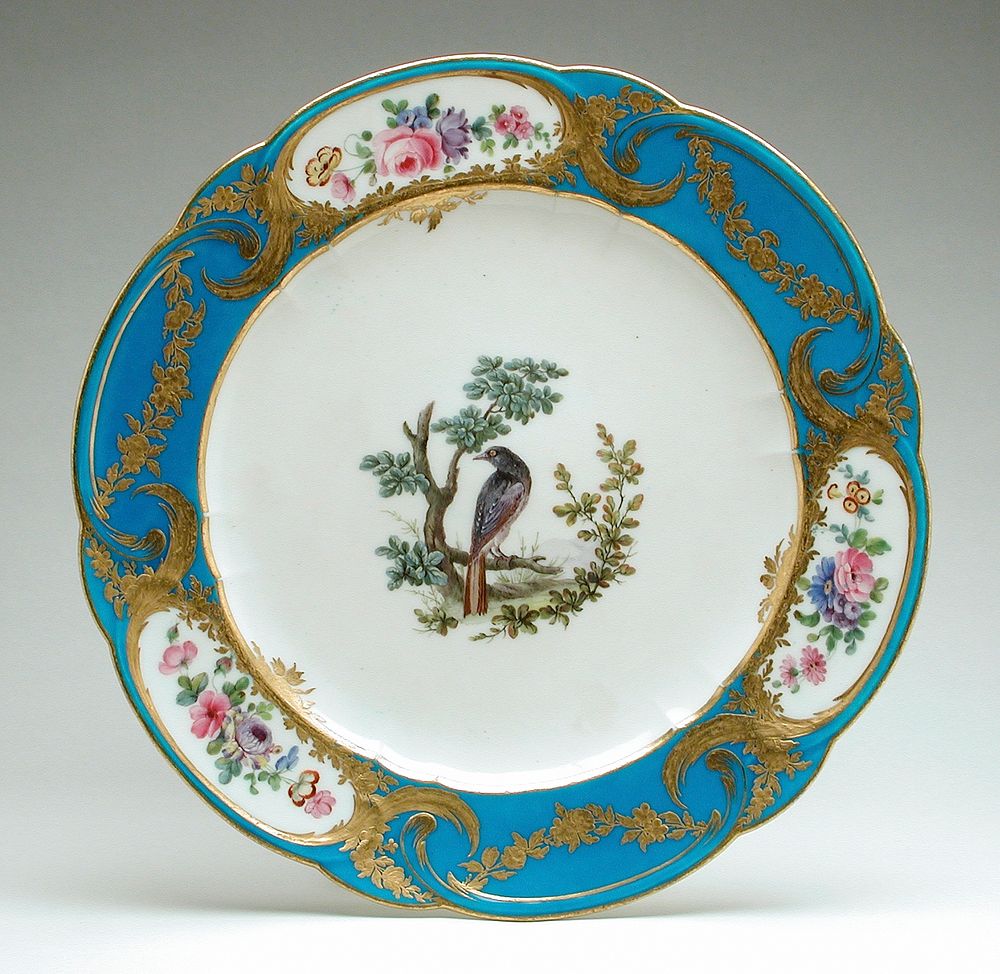 Six Turquoise Plates by Francois Joseph Aloncle, Sèvres Porcelain Manufactory, Etienne Evans and Antoine Joseph Chappuis