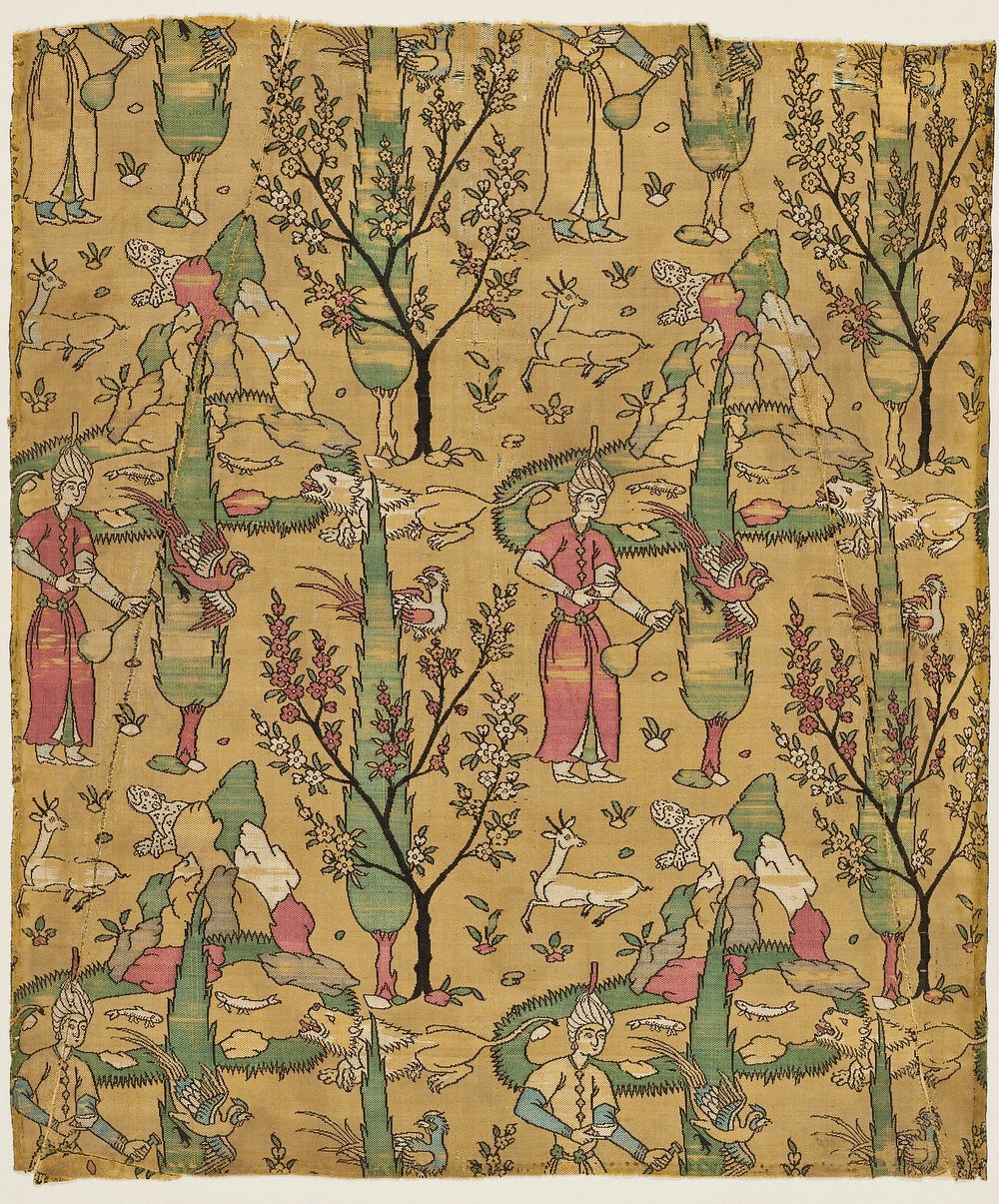 Textile with Design of Wine Bearer in Landscape