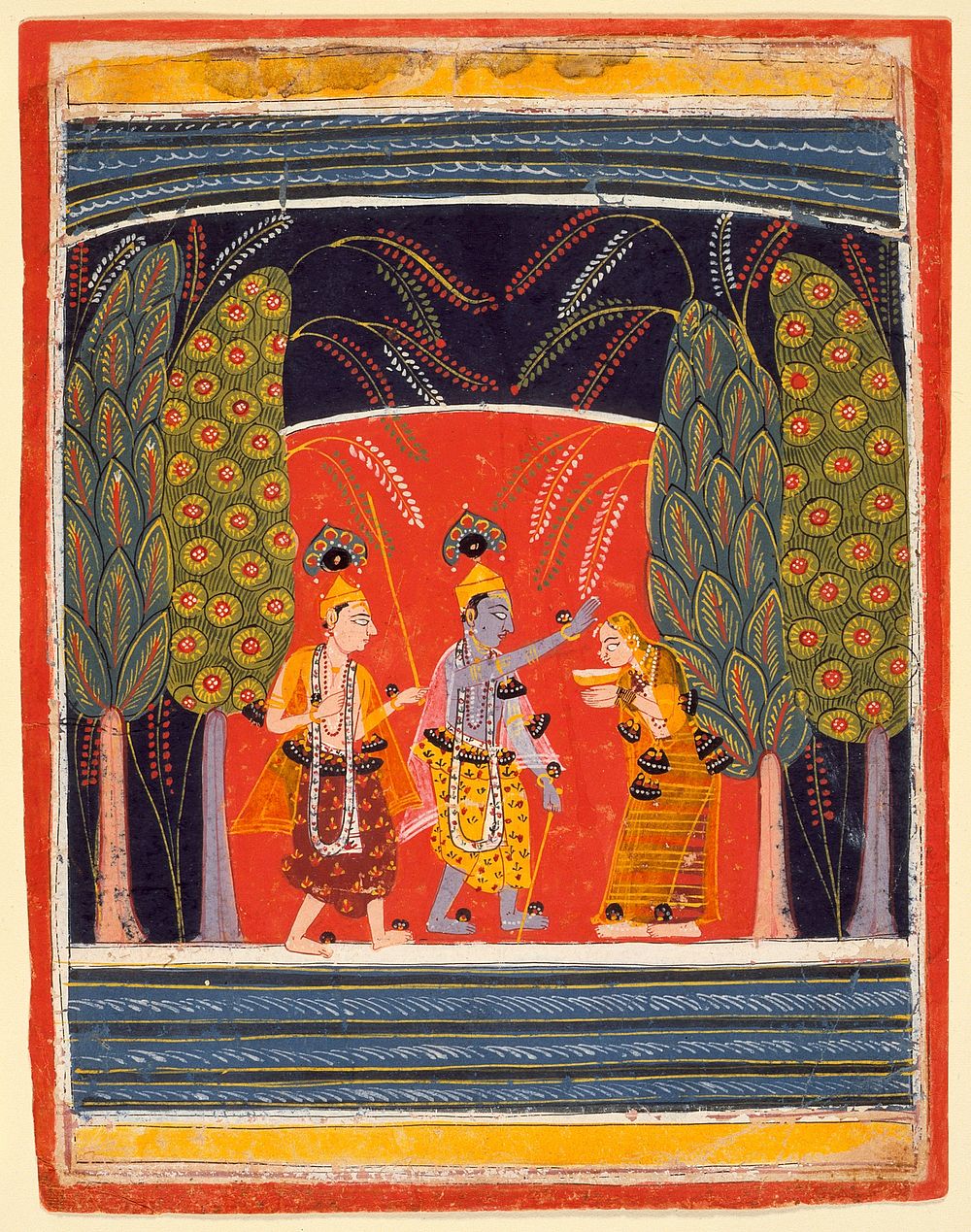 Krishna Making Kubja Beautiful, Folio from a Bhagavata Purana (Ancient Stories of the Lord)