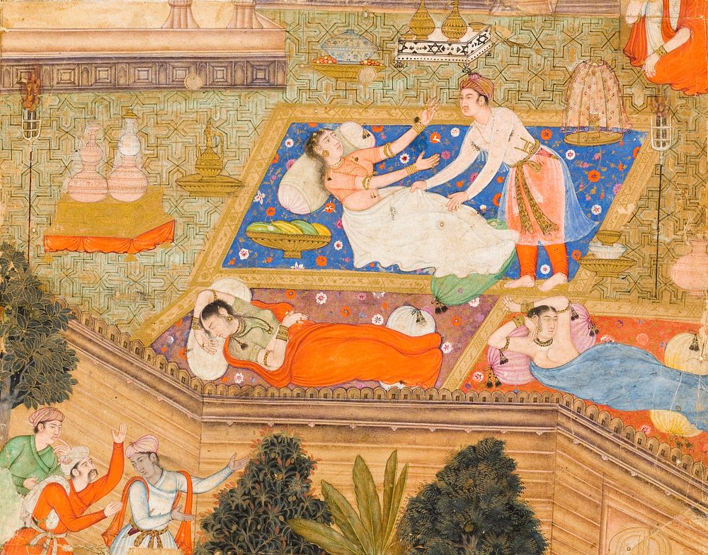 King Putraka in the Palace of the Beautiful Patali, Folio from a Kathasaritsagara (Ocean of the Streams of Stories)