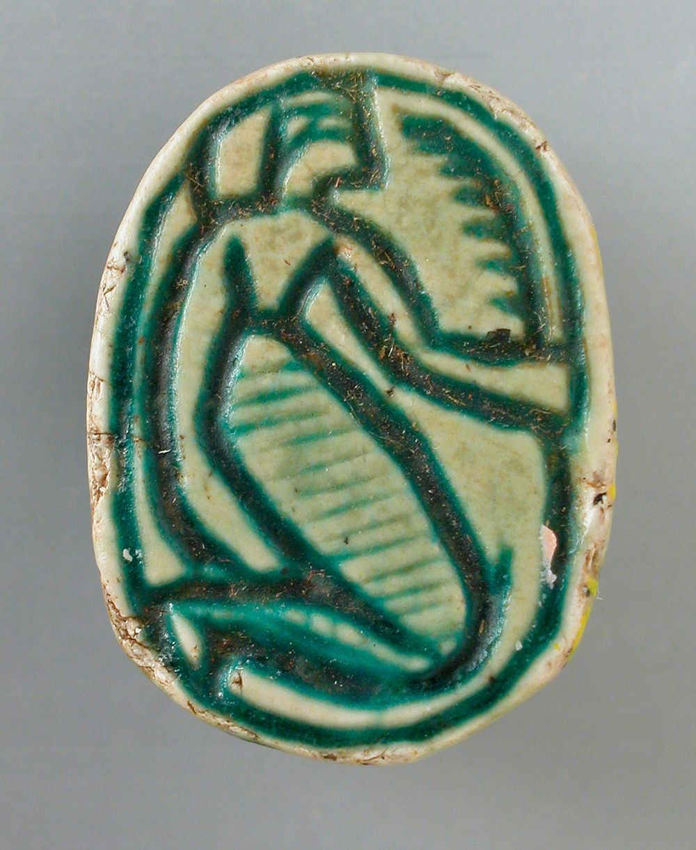 Faience Scarab Depicting a Human Figure