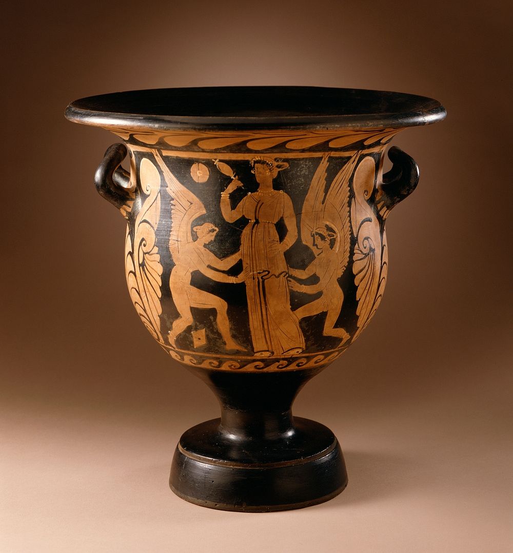 Bell-Krater with Two Female Acrobats, and Cupids Attending a Woman by Rhomboid Group