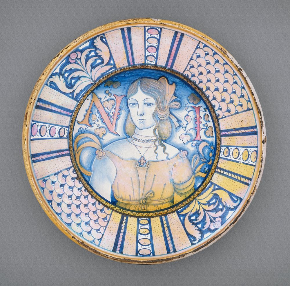 Deep Plate with Portrait of a Woman and the Initials 'N I'