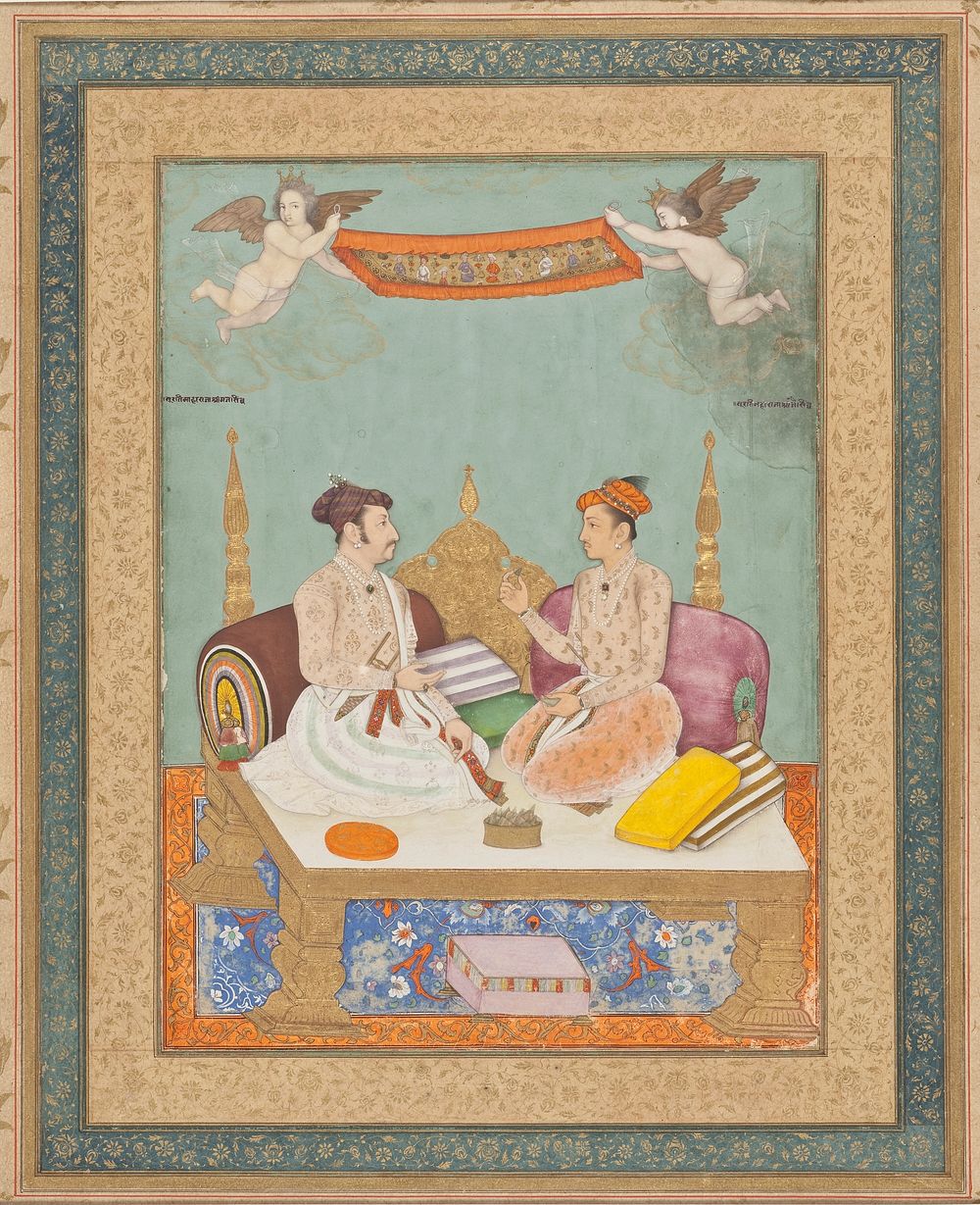 Maharaja Jai Singh of Amber and Maharaja Gaj Singh of Marwar, Folio from the Amber Album