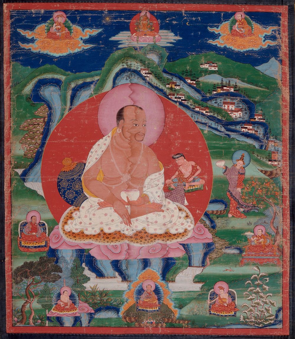 Padma Dorje (1128-88) as a Mahasiddha (Great Adept) and Lamas
