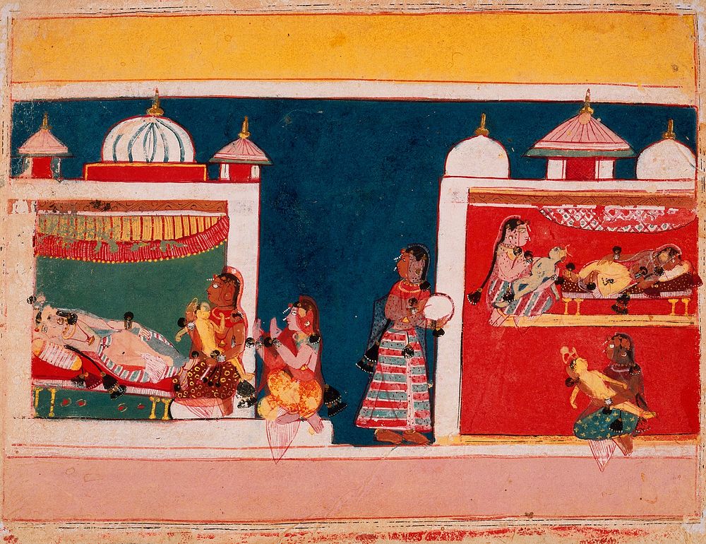 Birth of Bharata, Lakshmana, and Shatrughna, Folio from a Ramayana (Adventures of Rama)
