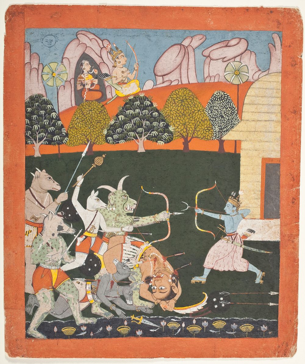 Rama Battling The Titans, Folio from a Ramayana (Adventures of Rama)