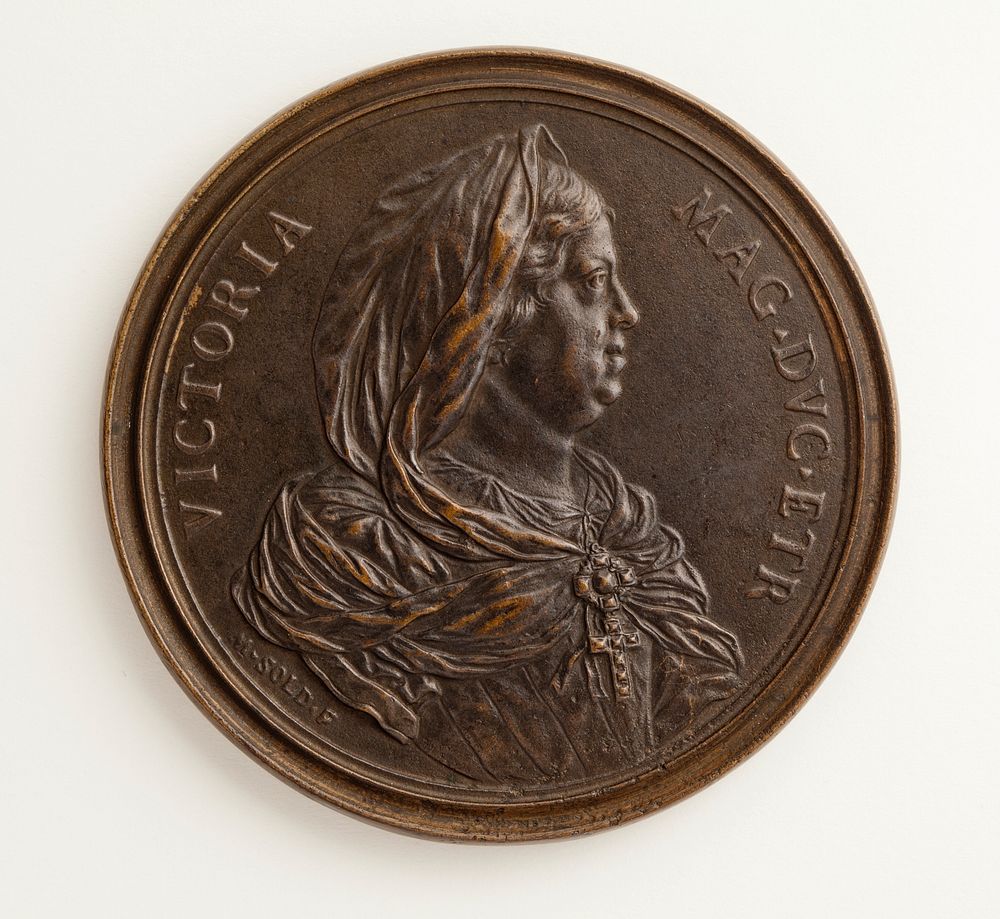 Medal of Victoria, Grand Duchess of Tuscany: Triumph of Venus with a Pearl by Massimiliano Soldani Benzi
