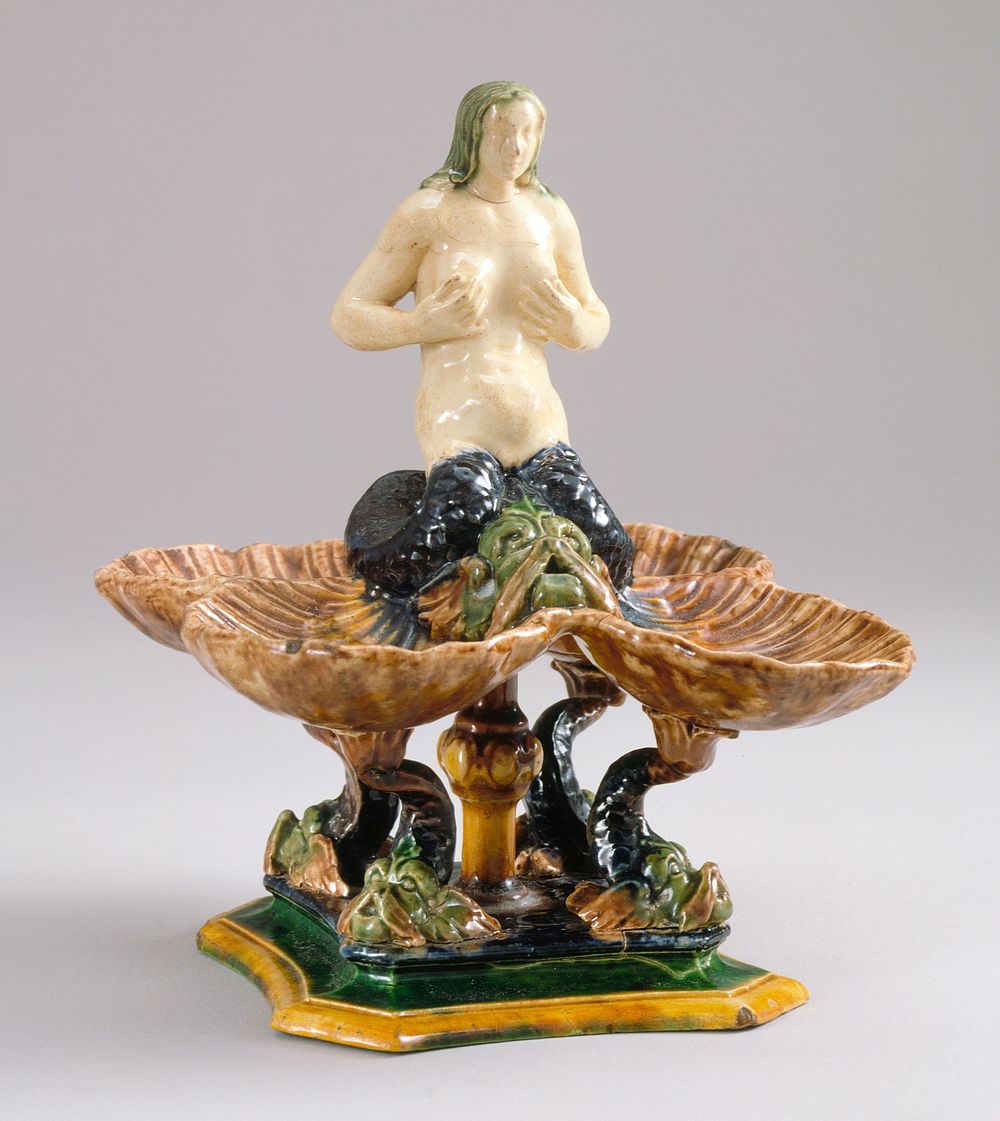 Salt-Cellar with a Mermaid, Shells and Dolphins by Palissy  Bernard