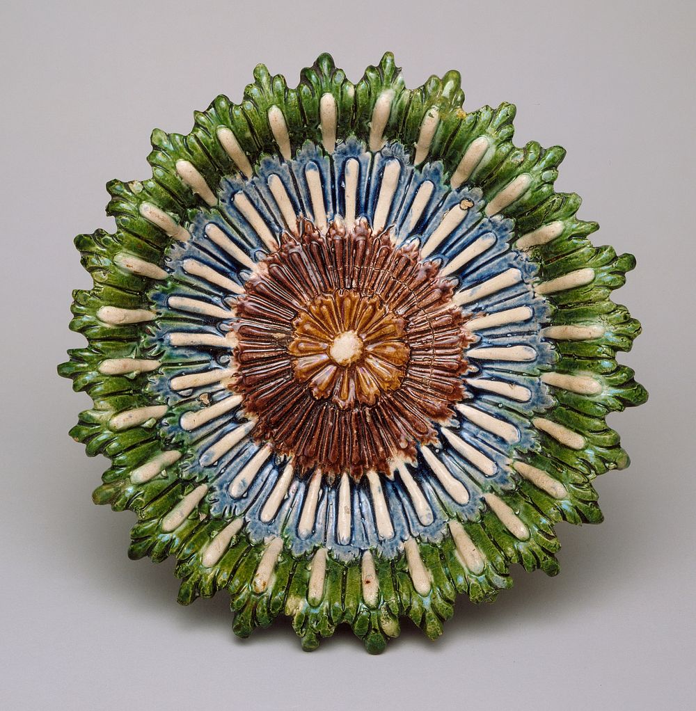 Shallow Bowl in a Flower Pattern by Palissy  Bernard