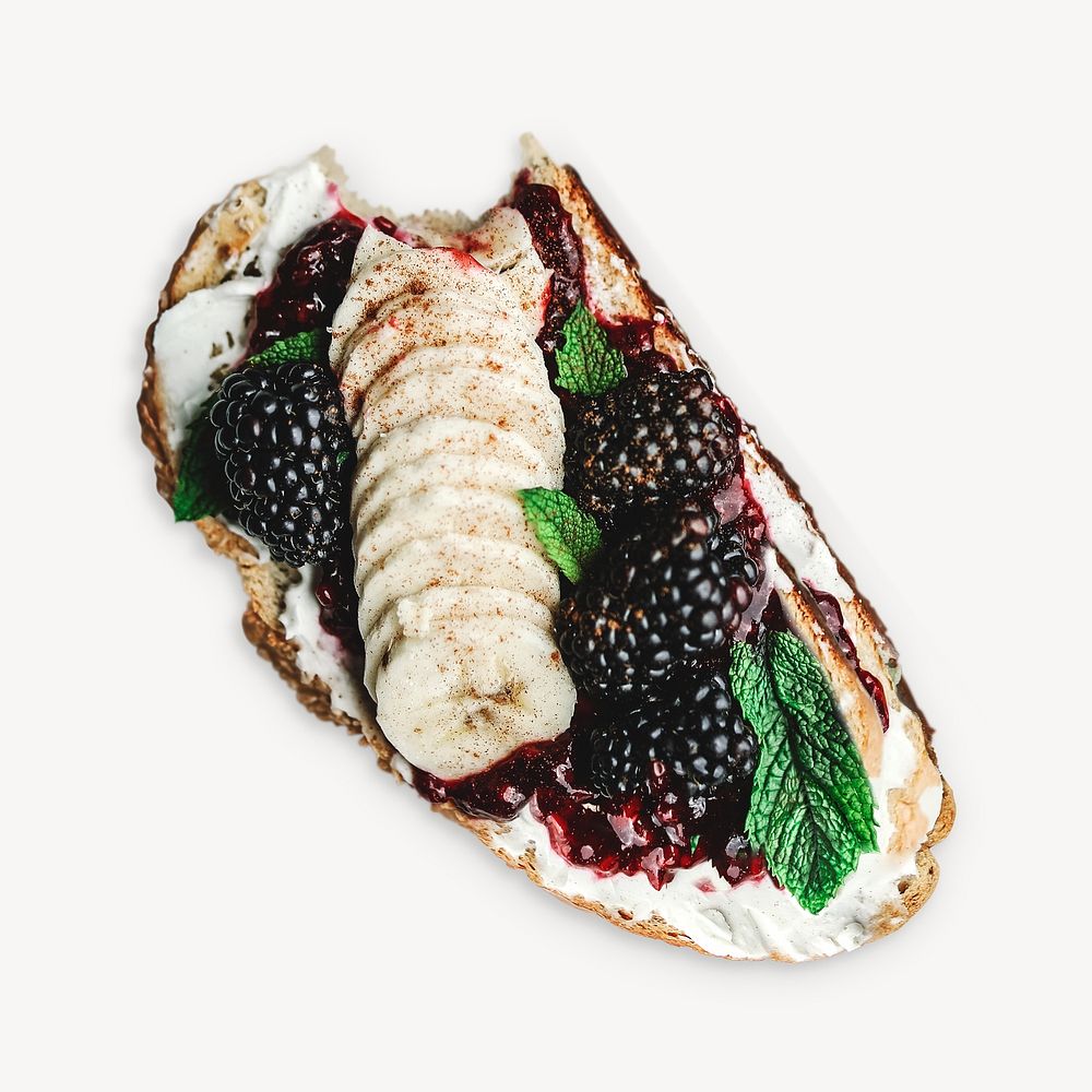 Blackberry jam toast isolated image