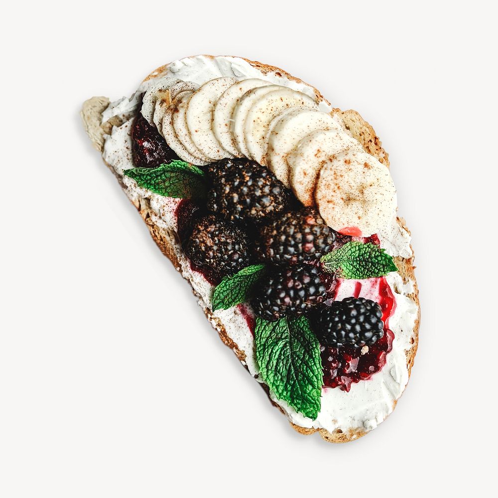 Blackberry jam toast isolated image