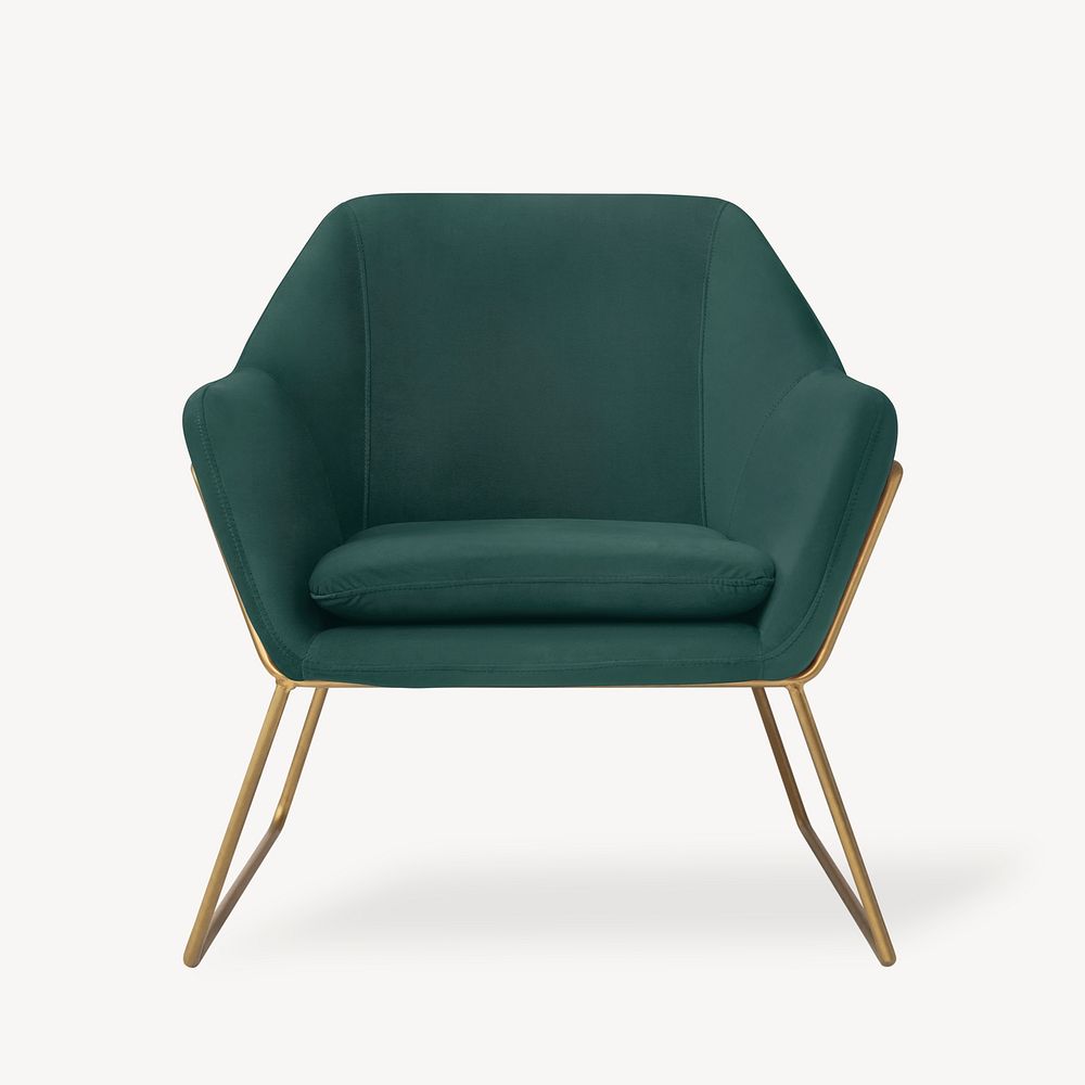 Green modern armchair, living room furniture psd
