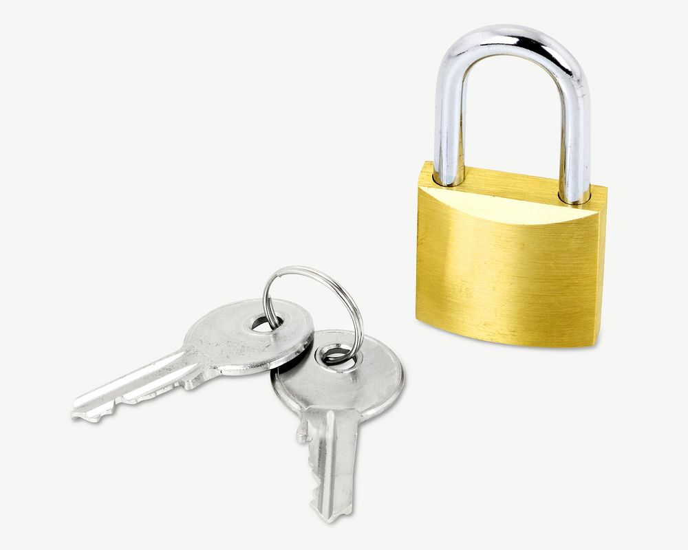 Lock and key isolated object psd