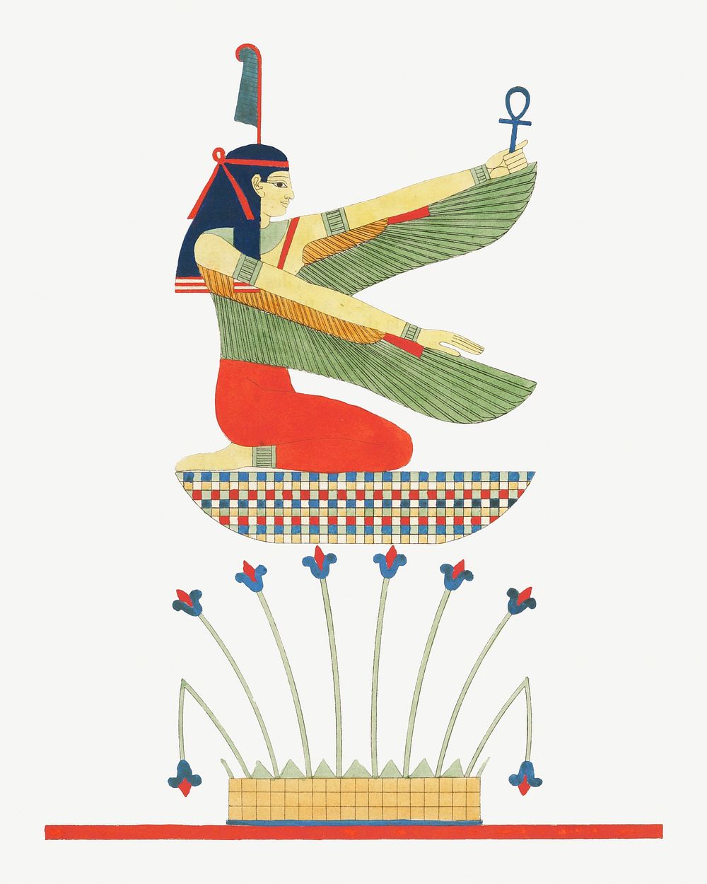 Egyptian god Satis vintage illustration psd. Remixed by rawpixel. 
