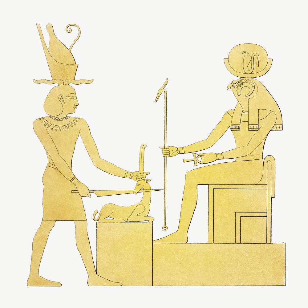 Egypt god vintage illustration, gold collage element psd
