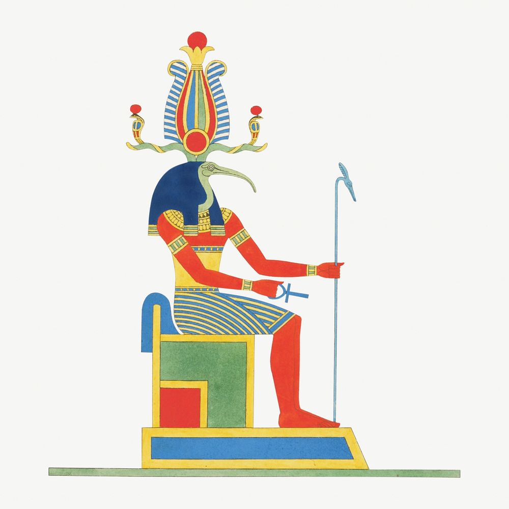 Egyptian god Thoth vintage illustration psd. Remixed by rawpixel. 