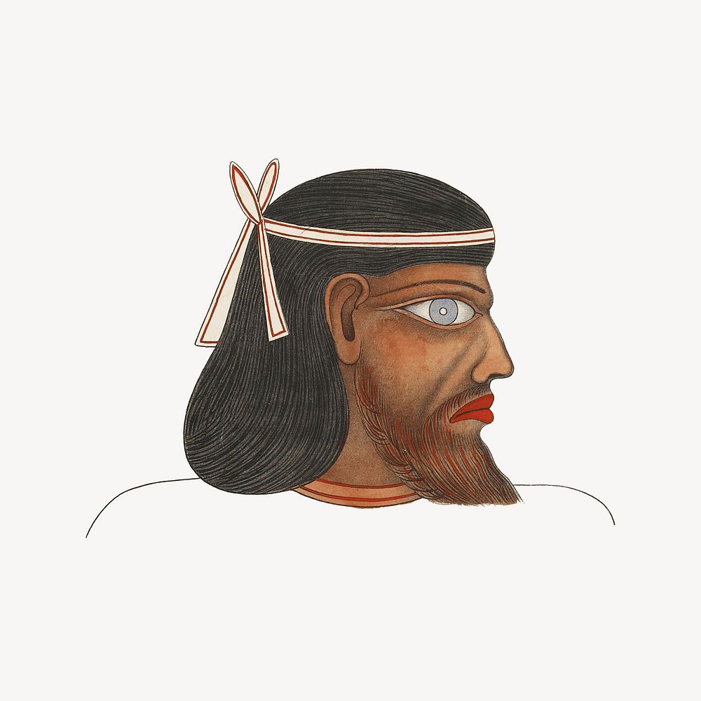 Egypt human head vintage illustration, collage element psd