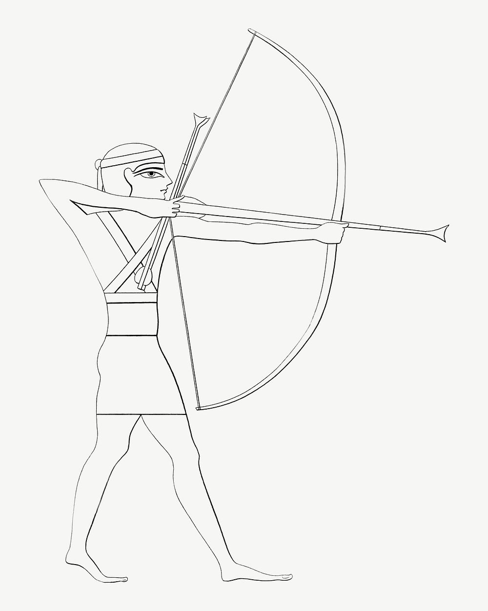 Egypt human archer vintage illustration, collage element psd