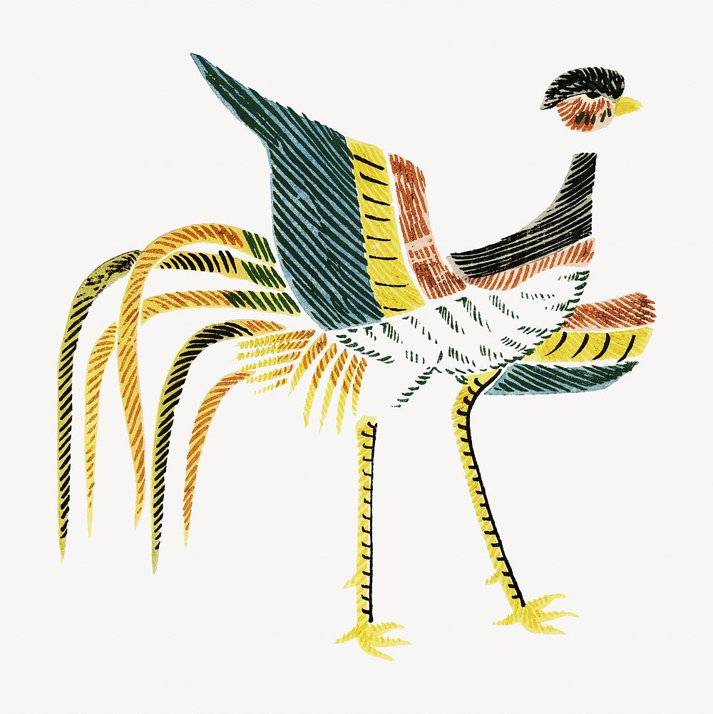 Colorful japanese crane illustration image