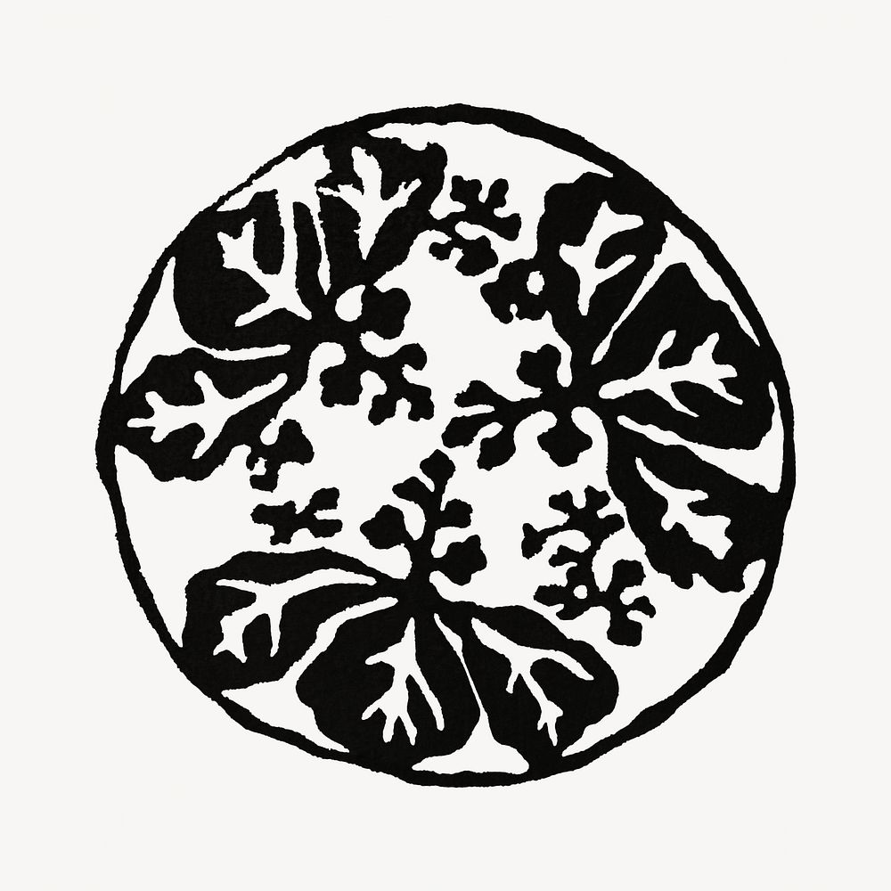 Japanese pattern vintage illustration, black and white design