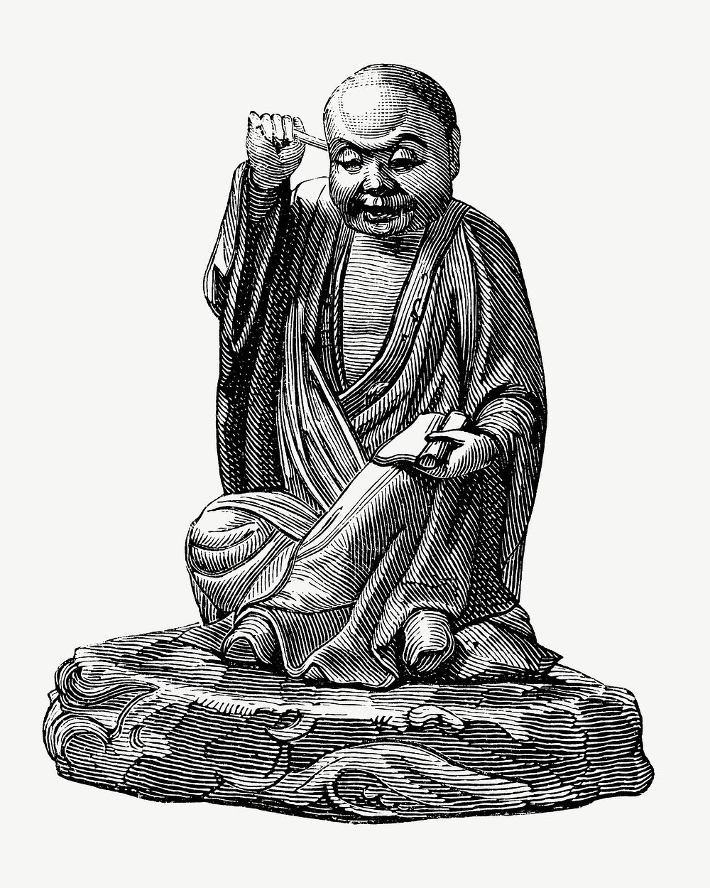 Buddhist monk illustration psd