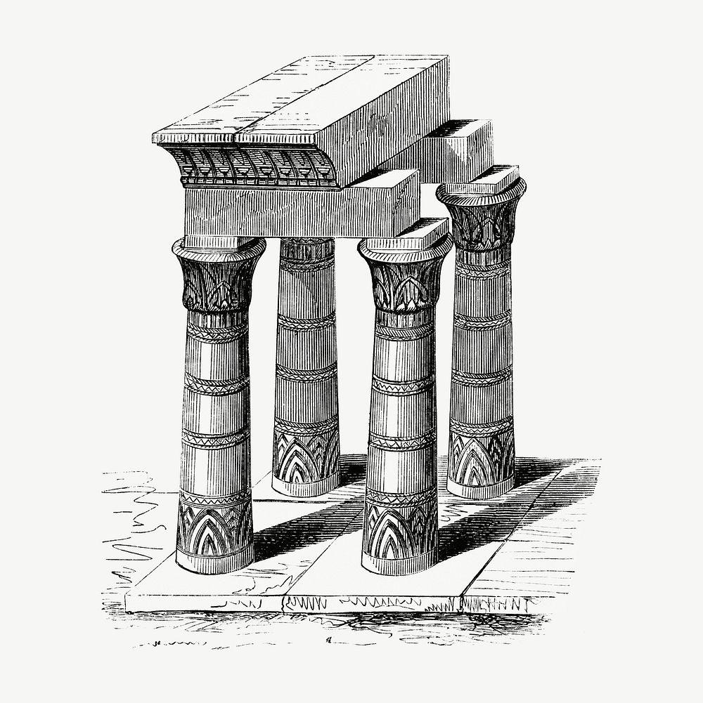 Pillar vintage illustration, collage design element psd