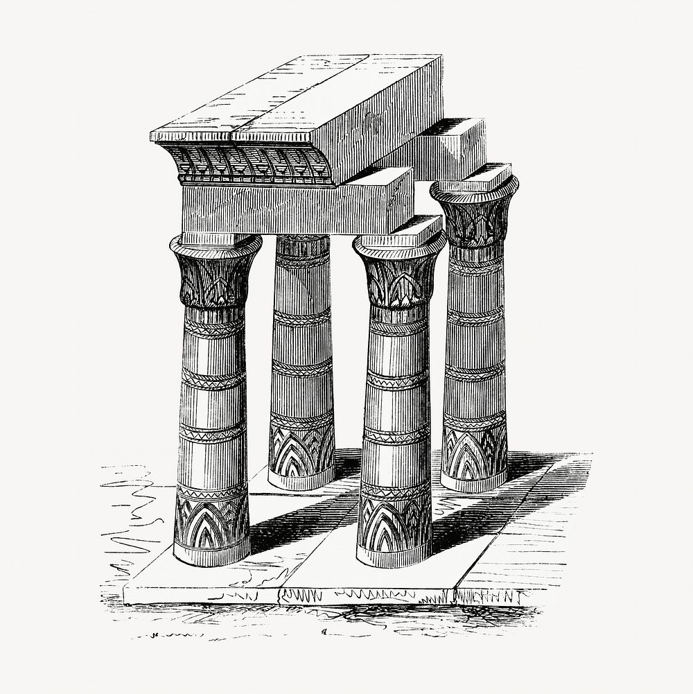 Pillar vintage illustration, black and white design