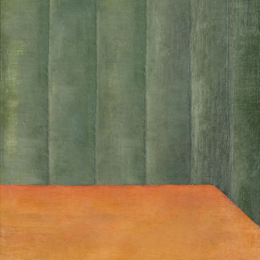 Green curtain, table background, vintage painting by Henri Rousseau. Remixed by rawpixel.