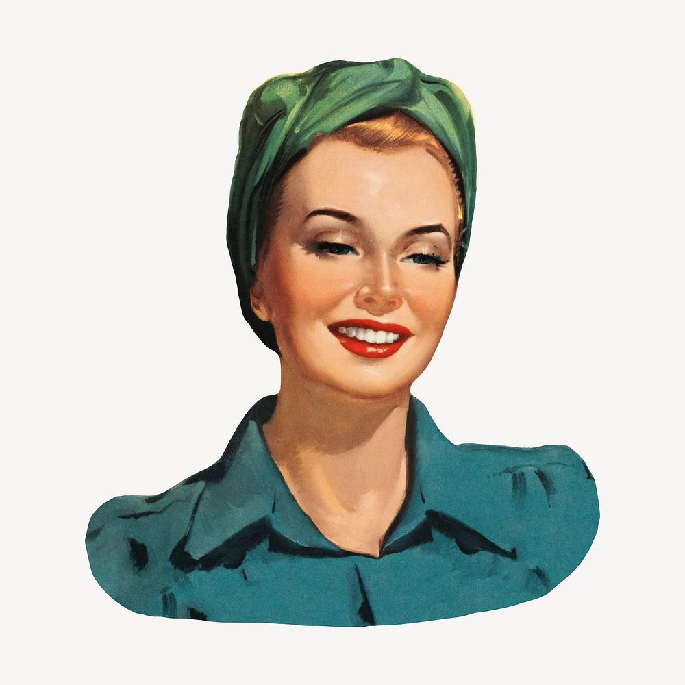Smiling woman, vintage illustration by George Roepp. Remixed by rawpixel.