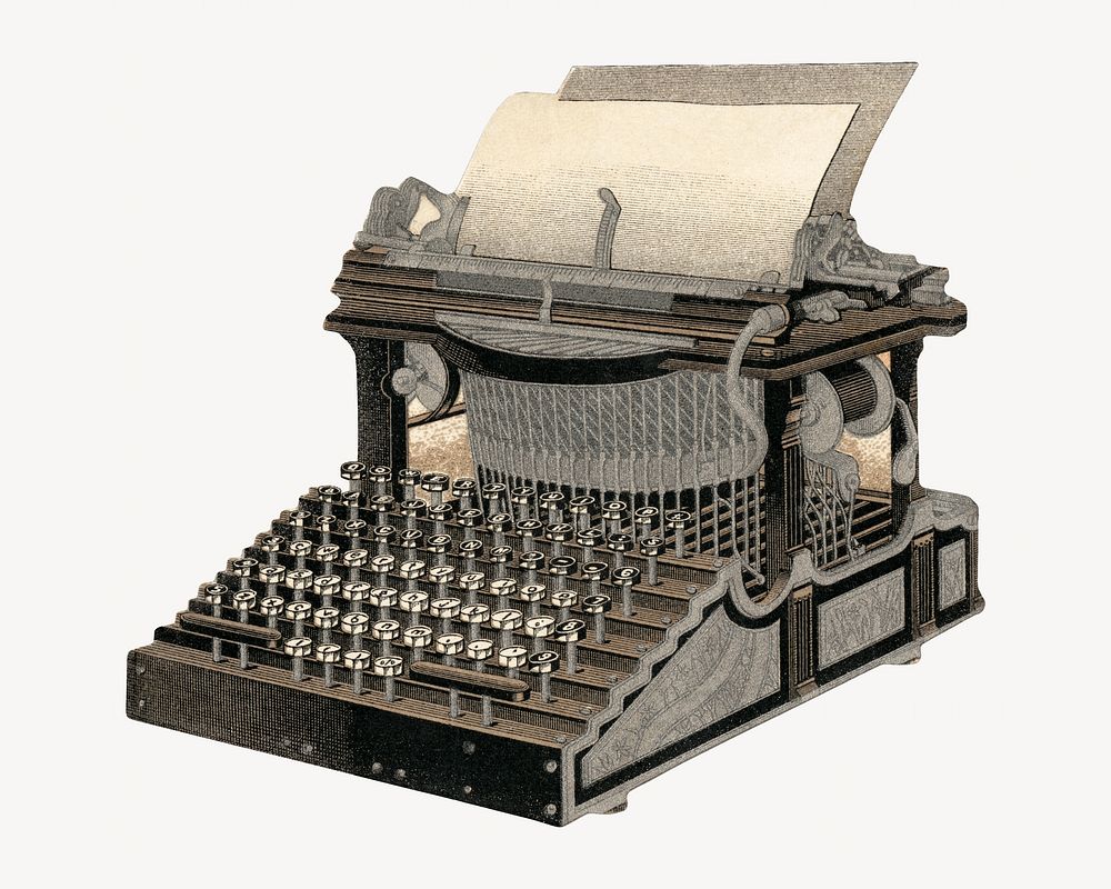 Vintage typewriter illustration. Remixed by rawpixel.