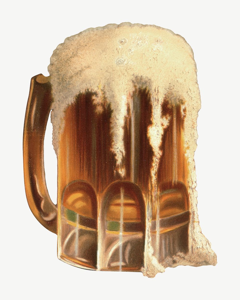 Glass of beer, vintage drink illustration psd. Remixed by rawpixel.