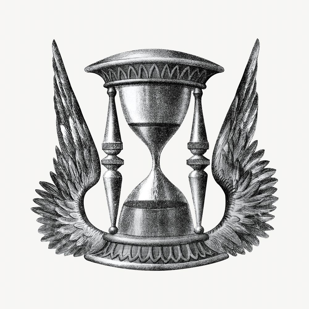 Winged hourglass, vintage decoration illustration. Remixed by rawpixel.