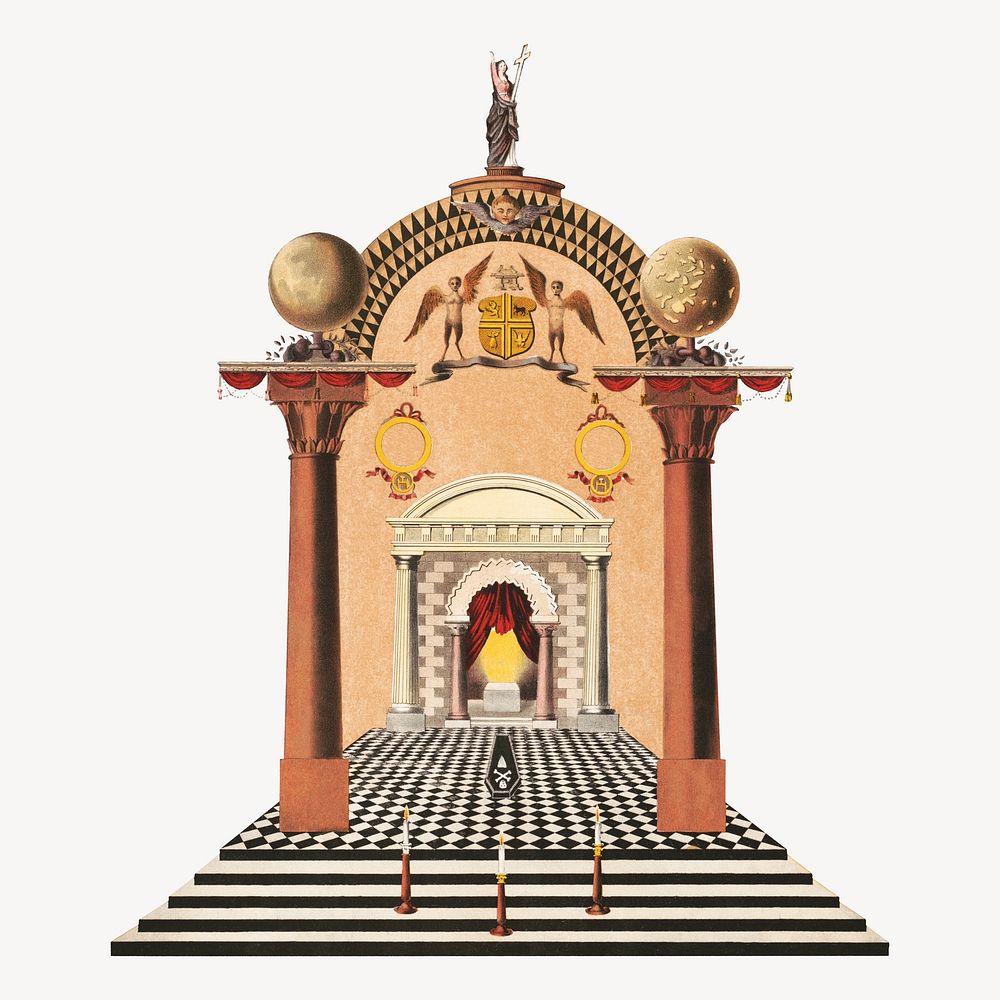 Vintage architecture illustration. Remixed by rawpixel.