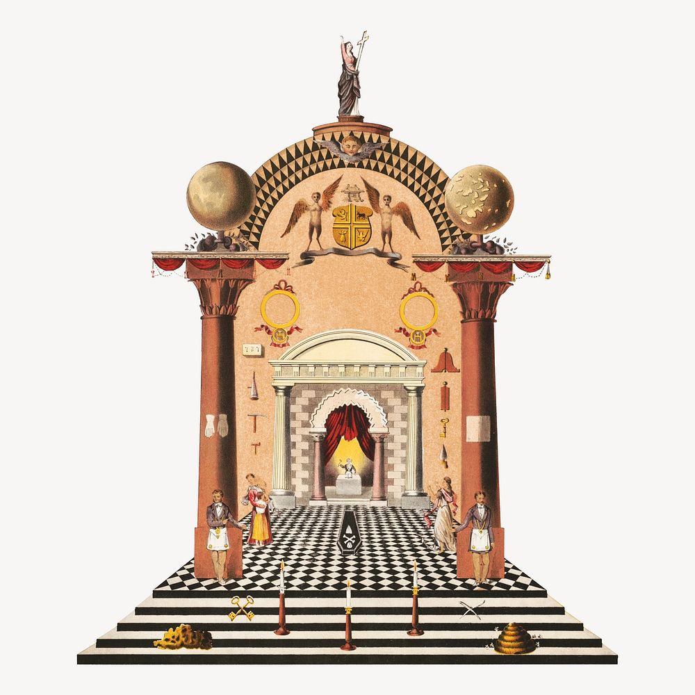 Vintage architecture illustration. Remixed by rawpixel.