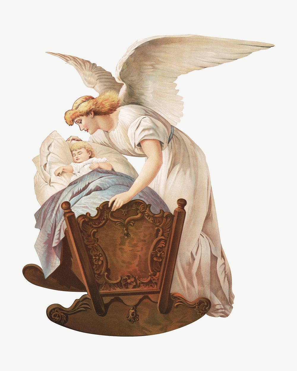 The angel's whisper, vintage illustration psd. Remixed by rawpixel.