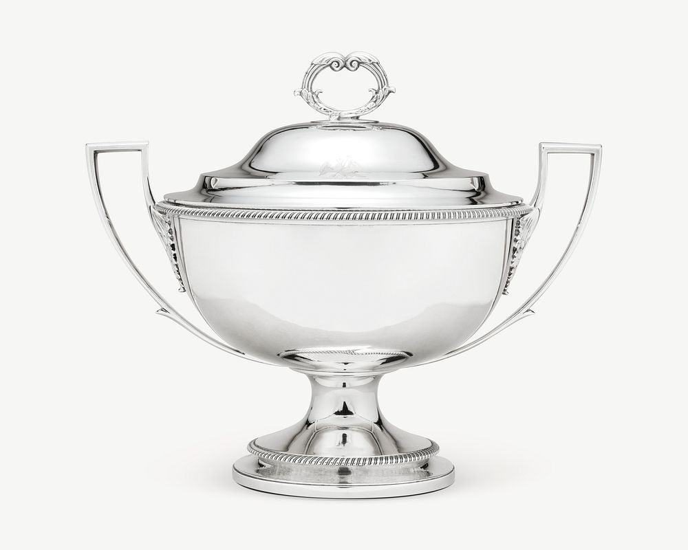 Soup tureen, vintage object by William Stroude psd. Remixed by rawpixel.