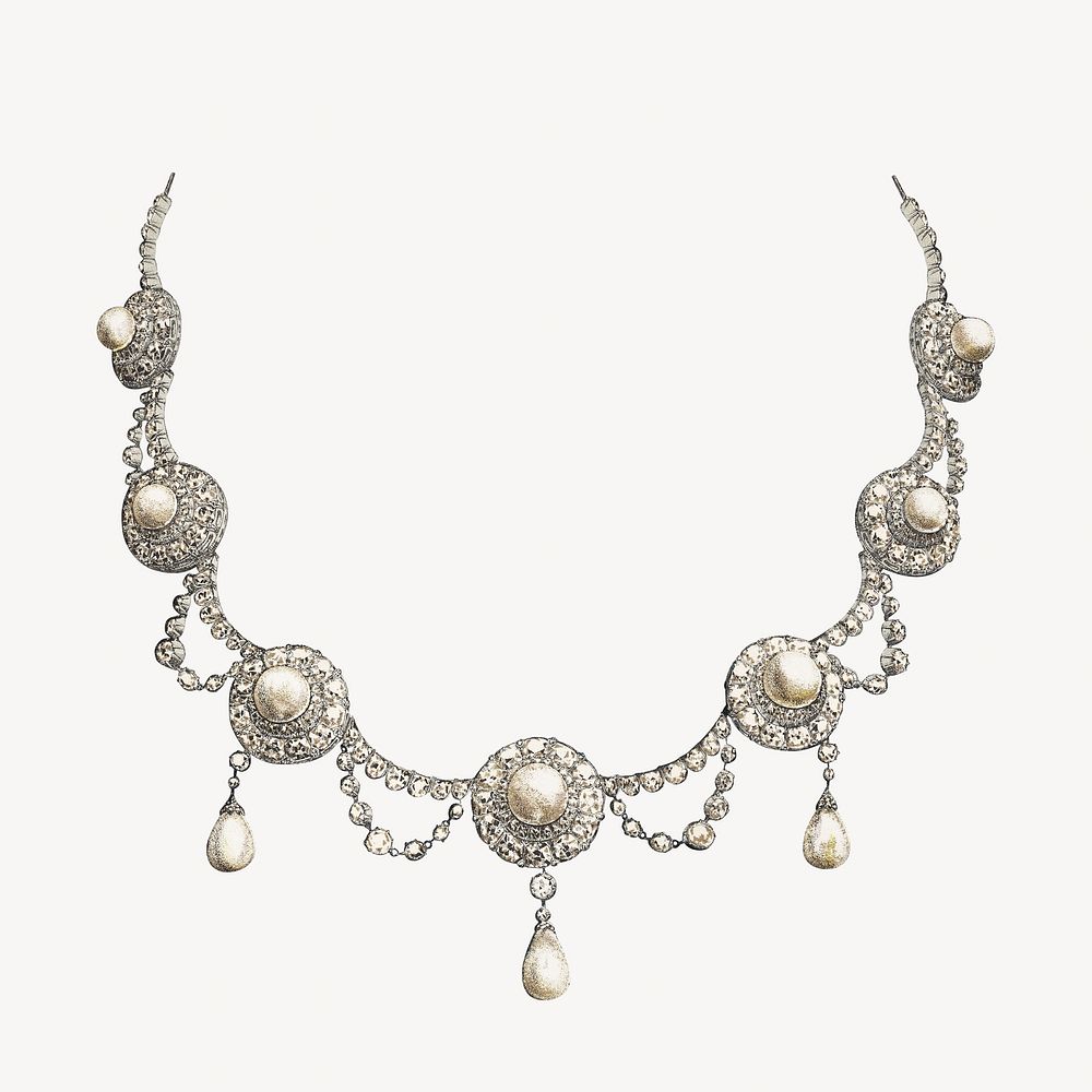 Vintage pearl necklace, jewelry illustration. Remixed by rawpixel.