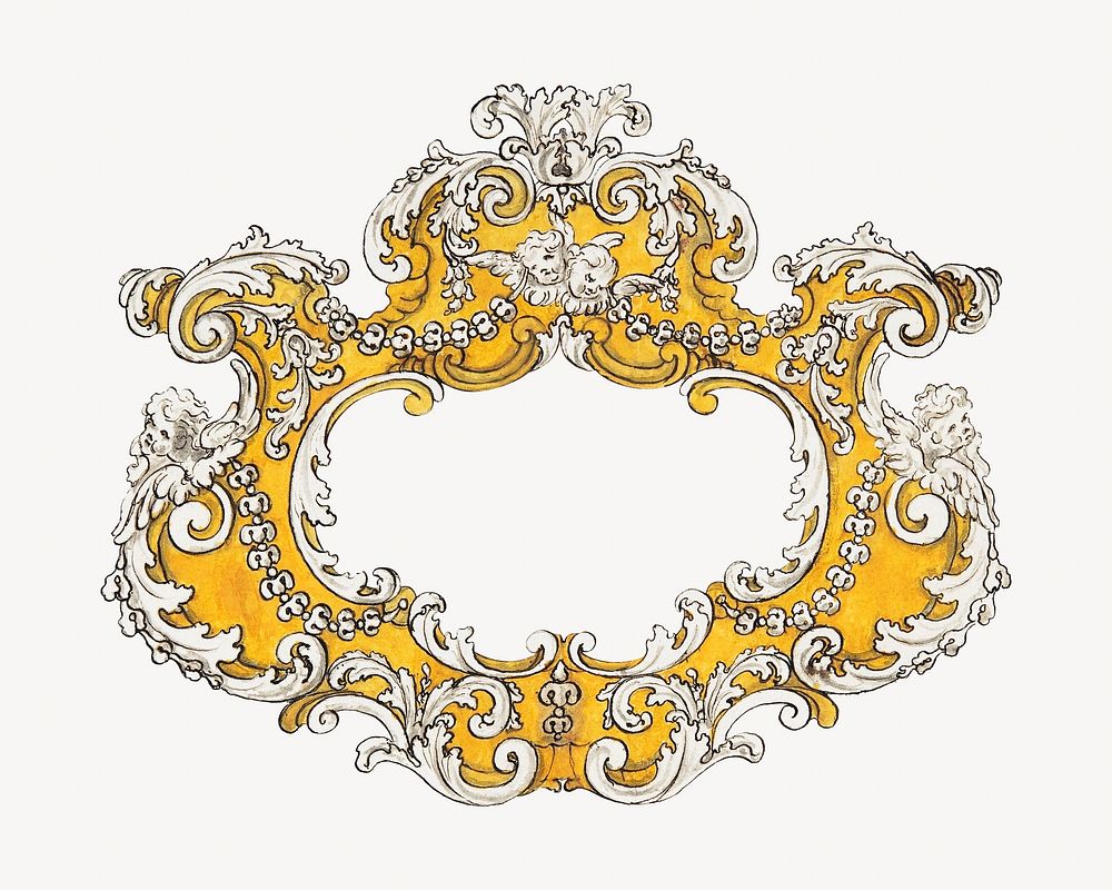 Rococo Cartouche with Cherubs. Remixed by rawpixel.