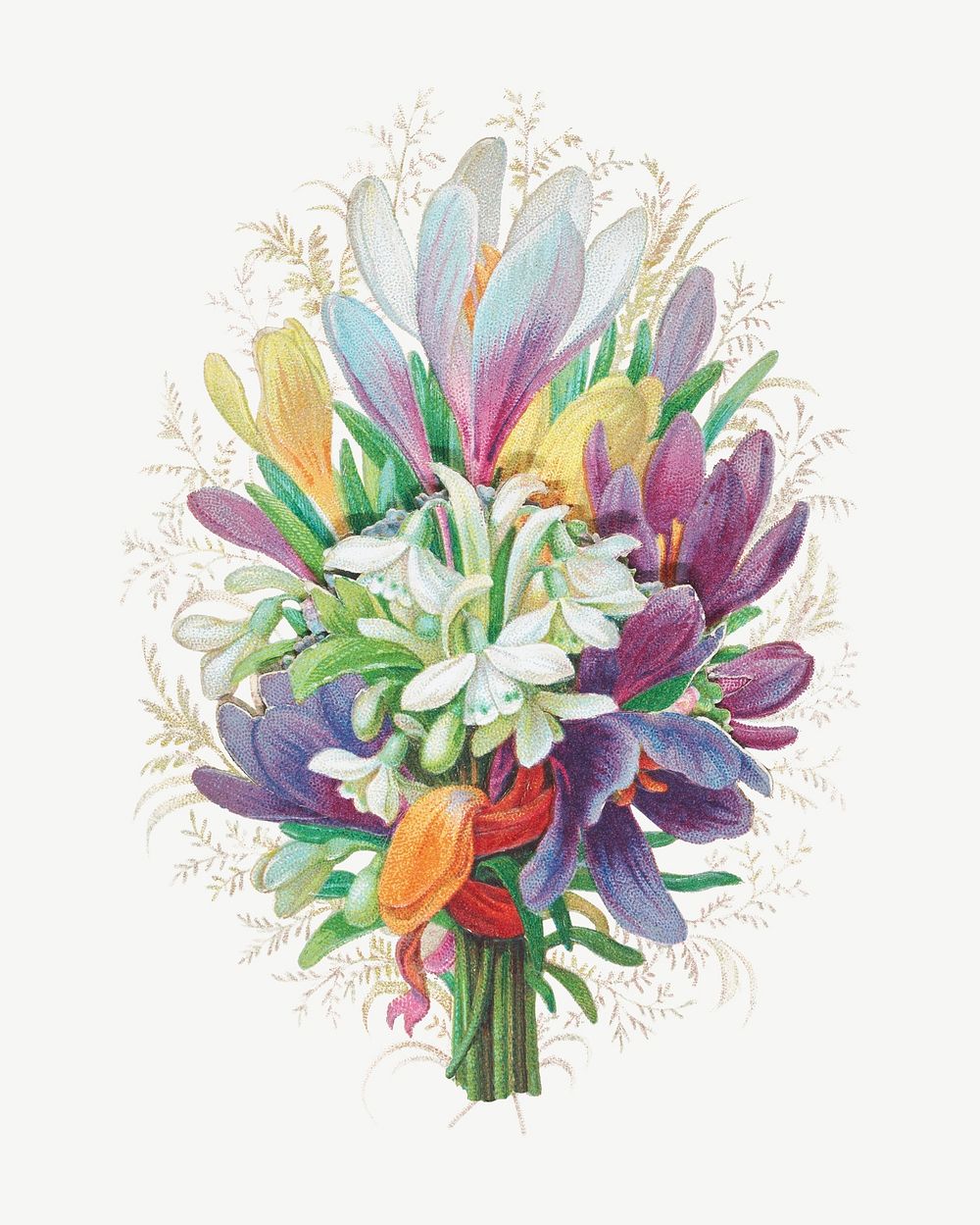 Colorful flower bouquet, vintage botanical illustration psd. Remixed by rawpixel.