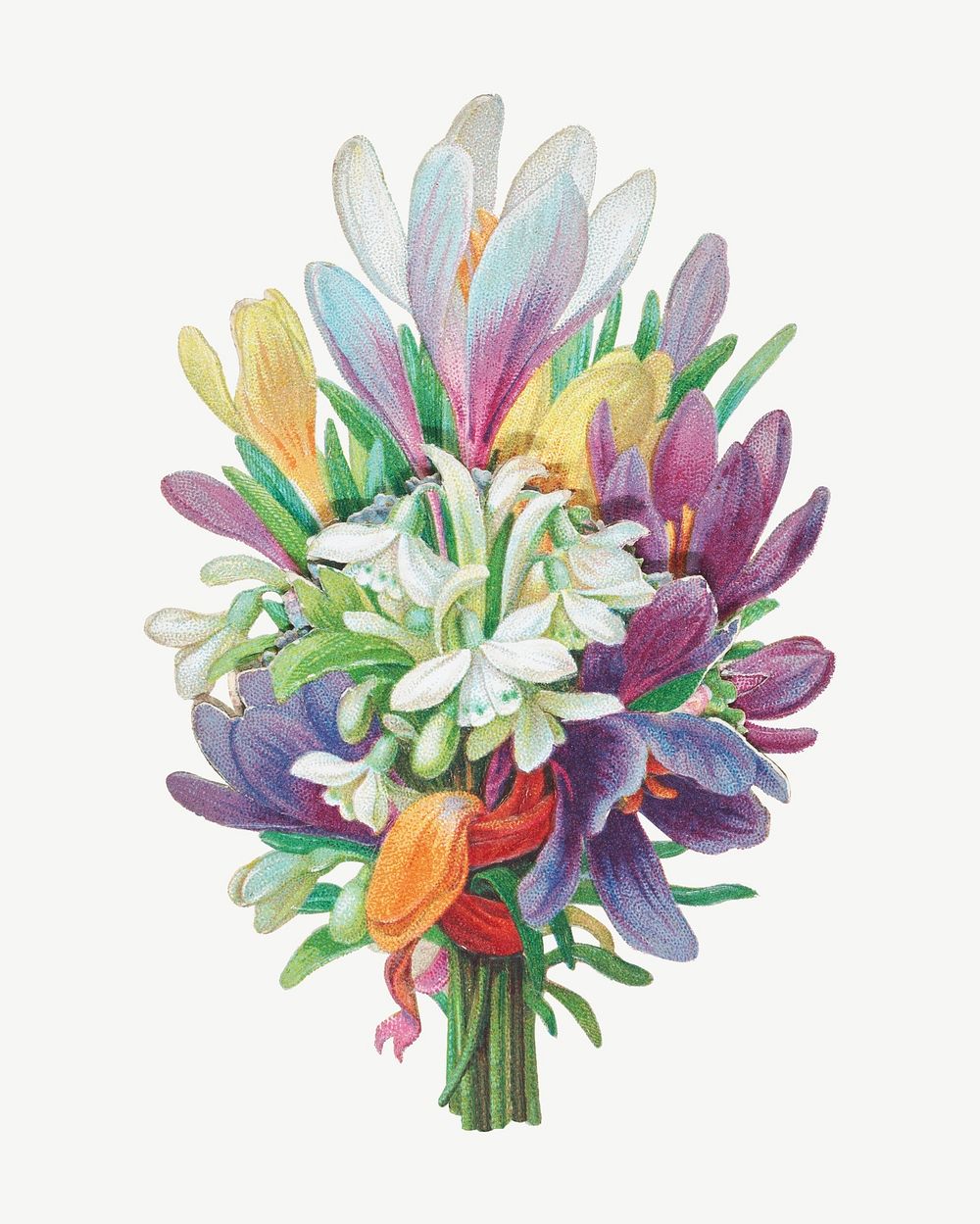 Colorful flower bouquet, vintage botanical illustration psd. Remixed by rawpixel.