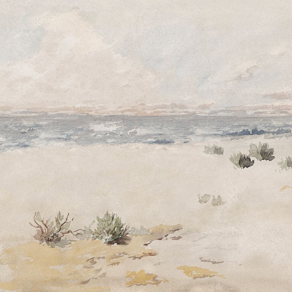 Desert landscape background, watercolor painting. Remixed from Charles M Russell artwork, by rawpixel.