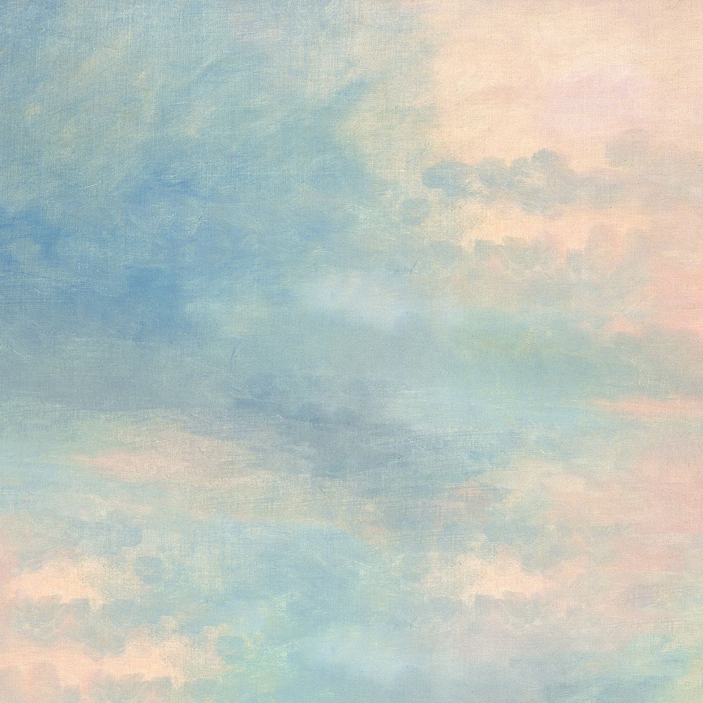 Blue sky background, oil painting. Remixed from George Catlin artwork, by rawpixel.