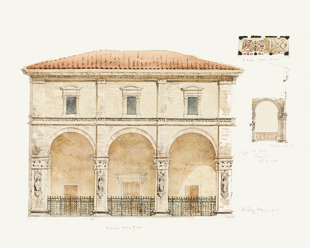 Loggia del Papa o dei Nobile (Loggia of the Pope or the Nobility), Siena, Italy by Whitney Warren Jr. Digitally enhanced by…