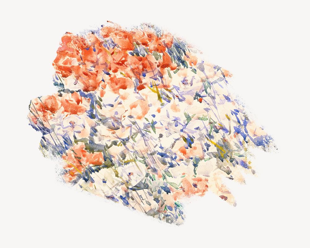 Summer flowers watercolor illustration element. Remixed from Childe Hassam artwork, by rawpixel.